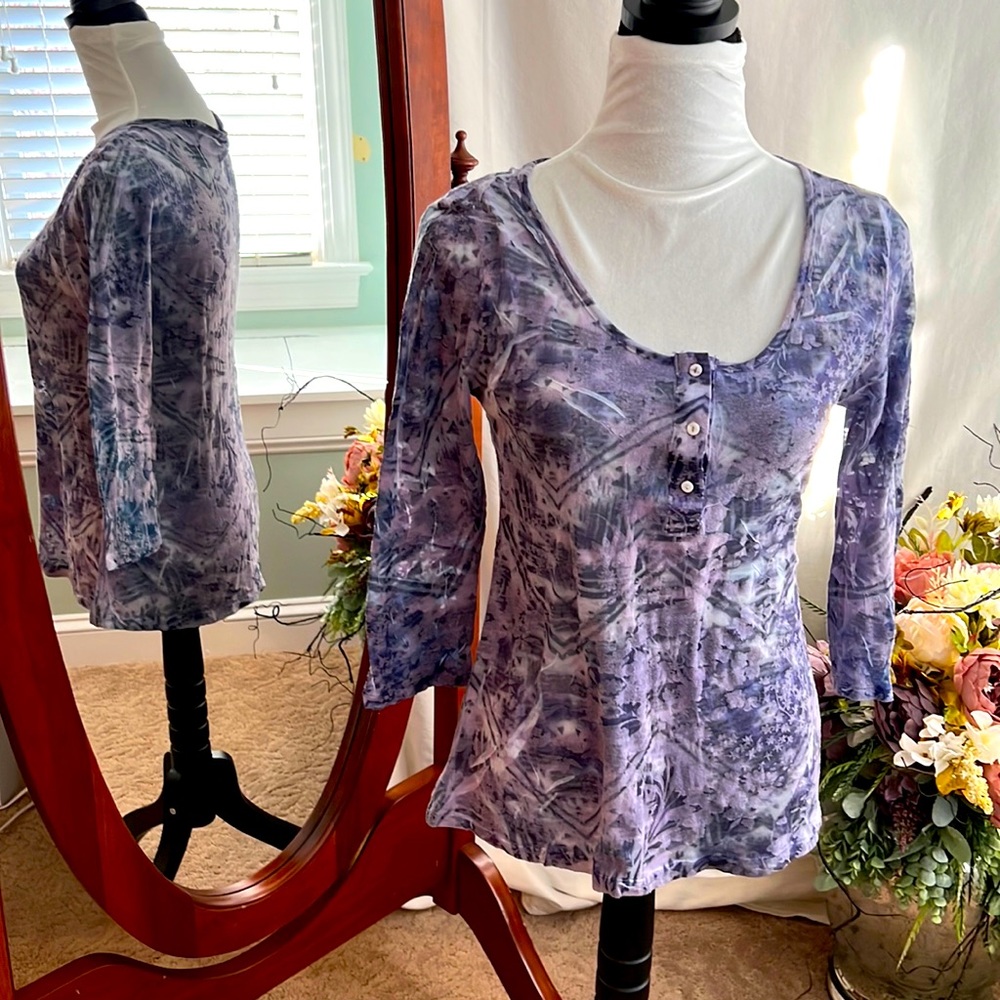 Casual Freedom~Long Sleeve~Blue & Purple~Sheer